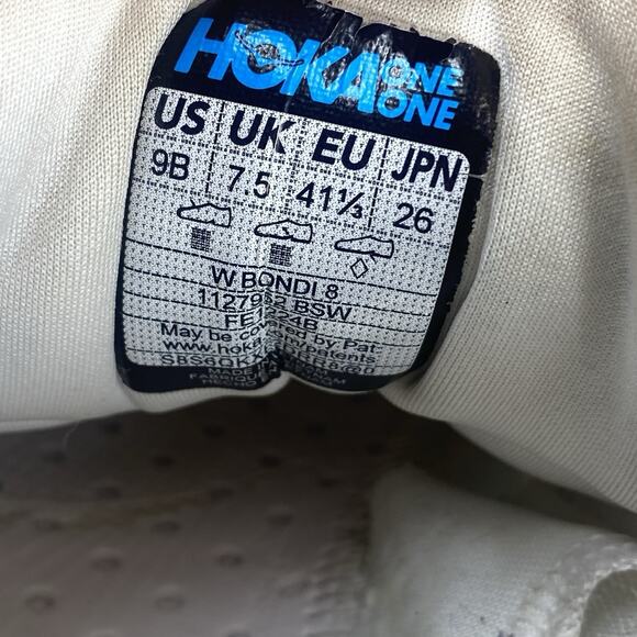 Hoka One One Bondi 8 Womens White Blue Size 9 Athletic Running Shoes 1127952 BSW - Picture 11 of 12